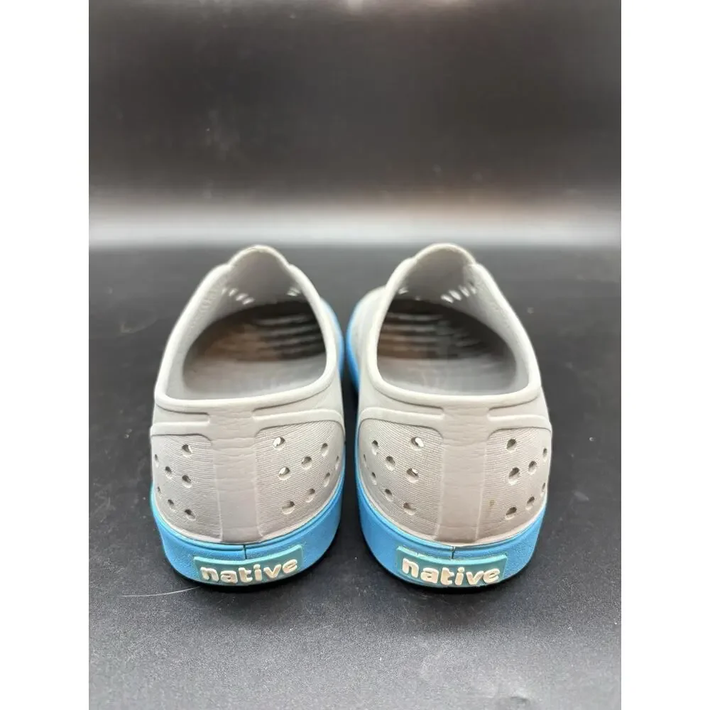 Native Shoes Miller Junior Size 3 Light Gray Aqua Blue Slip On Water Shoes